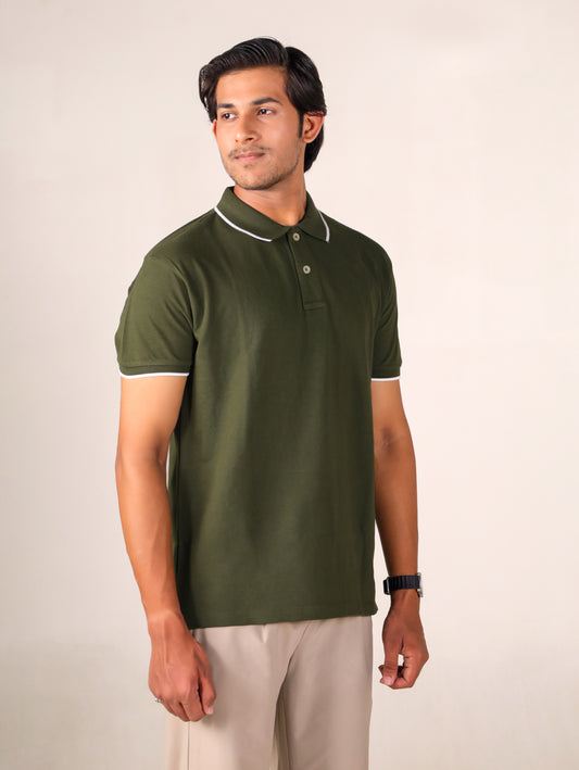 Olive Green - Tipping Polo