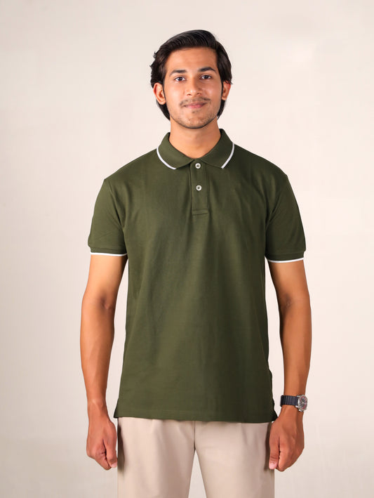 Olive Green - Tipping Polo