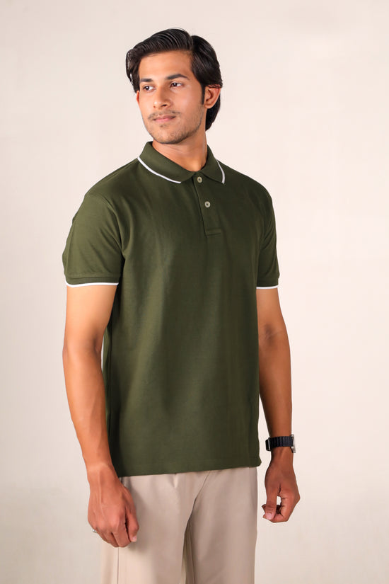 Olive Green - Tipping Polo