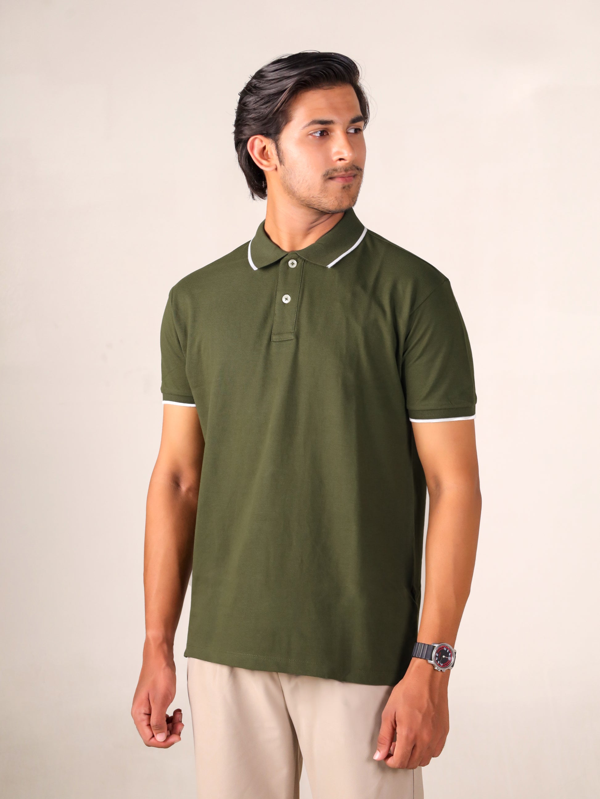Olive Green - Tipping Polo