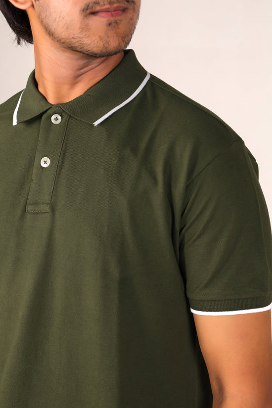 Olive Green - Tipping Polo