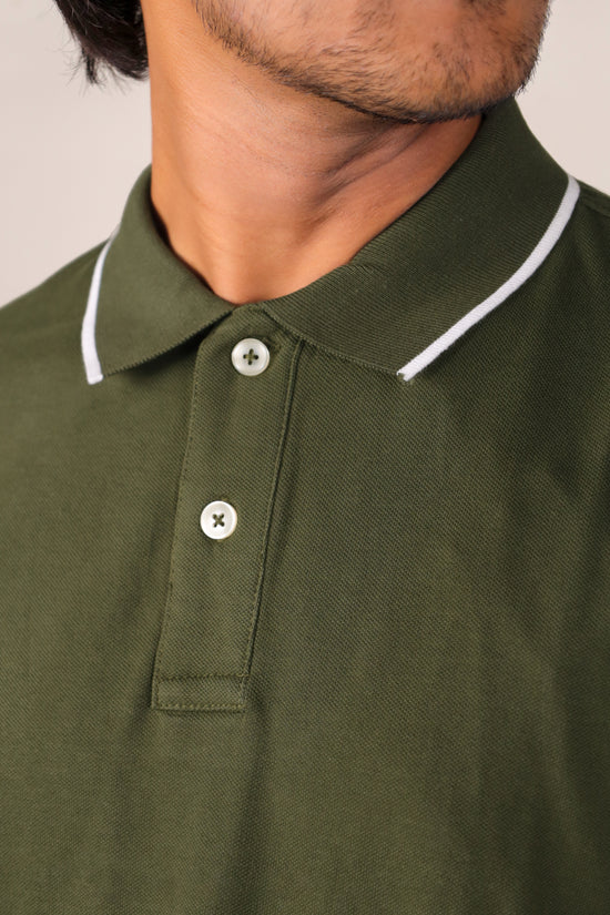 Olive Green - Tipping Polo